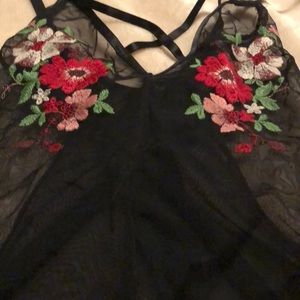 Sheer floral body suit